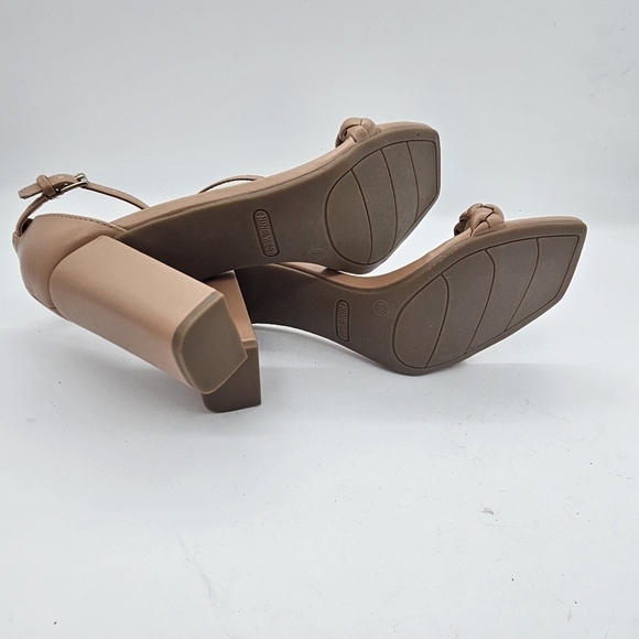 Nine West Allha 3 Macaroon Size 10 Tan Braided Block Heel - Picture 9 of 11